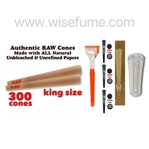 RAW cone classic king size cone 300PK +3tubes + glass tip + cone loader filler